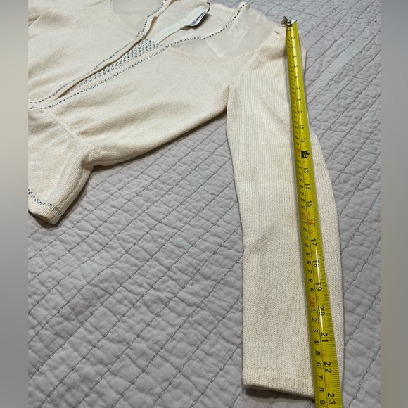 St. John By Marie Gray Knit Cream Cardigan Women’s Size 6 - Picture 7 of 10